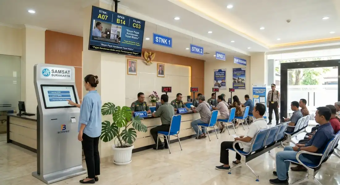 Mesin antrian SAMSAT BCOMPBIZ untuk lobi pelayanan publik